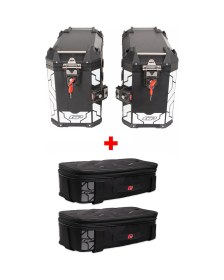 Resim Gp Kompozit Universal 40 Lt X 2 Alüminyum Ve Kumaş Motosiklet Yan Çanta Seti Siyah 