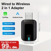 Resim CarPlay & Android Auto 2'si 1 Arada Araba Play Kablolu ve Kablosuz Carplay Tak & Çalıştır USB Dongle, Akıllı Ses Tanıma Özellikli Arabalar için Sorunsuz Bağlantı, Type-C Cihazlarla Uyumlu 5.4 WiFi Kablosuz Adaptör 