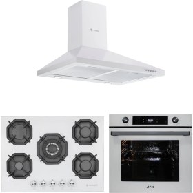 Resim Eminçelik ve Afm Tech Marka / Valle Beyaz 5 Gözlü Ankastre Set (7701 +22 386 Wok +1420 W60 Piramit) 