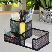 Resim 3 Bölme ile Çok Fonksiyonlu Metal Mesh Masaüstü Düzenleyici, Ofis Malzemeleri ve Kırtasiye Depolama için Uygun, Şık ve Hafif Masa Düzenleyici 