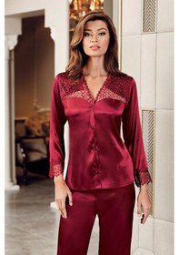 Resim Kocabey 9600-pt Saten Dantel Detay Pijama Takım Bordo 