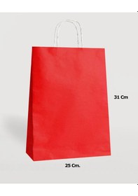 Resim Büküm Saplı Kraft Kağıt Karton Hediyelik Çanta Poşet Torba Kırmızı 25 x 31 CM 10'lu 