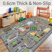 Resim 1 adet 800g/m² Araba Oyun Matı - 0.6cm Kalınlığında Kaymaz Yol Halısı, Gençler Yatak Odası/Oyun Odası Şehir Haritası Tasarımı için Uygun, Makinede Yıkanabilir, 3-8 Yaş Arası Eğitimli Trafik Öğrenimi, 120x160cm Büyük 