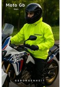 Resim Geborgenheit Moto Gb Neon Motosiklet Yağmurluğu Cepli Astarlı Kapşonlu Su Geçirmez Alt Üst Takım Kadın Erkek 