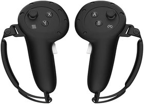 Resim Meta Quest 3 için VR Denetleyici Kavramaları Kapağı, Silikon Koruyucu Kılıf Aksesuarları, Yumuşak Kavramalar Mafsal Askılı Deri Kılıf (Siyah) 