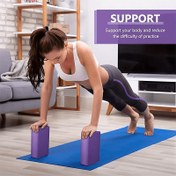 Resim Dayanıklı Pembe/Mor/Mavi EVA Köpük Yoga Tuğlası - Sıkıca Germe ve Duruş Desteği için Mükemmel Yardımcı, Hafif ve Taşınabilir - Yoga Severler için Harika, Yoga Ma, Pilsiz 