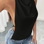Resim 1 adet Şık Sırtı Açık Kolsuz Atlet - Siyah, Polyester, Kolsuz, Yaz Şık, Yetişkin Bedenler, Şık Yaka, Kolsuz Üst|Şık Sırtı Açık Tasarım|Polyester Kumaş 