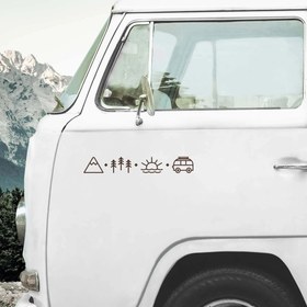 Resim Doğa & Kamp Karavan Sticker Seti: Vanlife Macera Dekalı | Sticker Master - Turkuaz / 30CM 