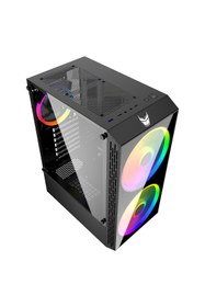 Resim IZOLY Esir 2x Argb(18cm) 1x Argb(12cm) Fanlı Usb 3.0 Temperli Cam Atx Oyuncu Kasası 