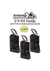 Resim 2 Li Pil Yatağı Deney 3 Adet Pil Yuvası Pil Kutusu Aa Kalem Kalın Pil 2x1,5 Volt Yaylı Pil Yuvası 