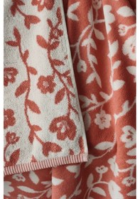 Resim Çiçek Desenli İpliği Boyalı Kiremit Banyo Havlusu - Yüksek Su Emici & Yumuşak - 90x150 Cm-%100 Pamuk Kıremıt Kiremit 