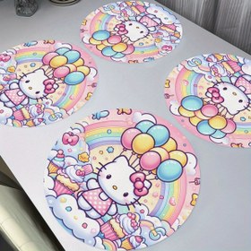 Resim 4 adet Sanrio Hello Kitty Servis Altlığı Seti, Karikatür Desenli Masa Matları Kase Ped Kaymaz, Dayanıklı, Yıkanabilir Servis Altlığı Mutfak için, Masa, Aile, Parti Dekorasyonu Bayramlık Yemek Matları Arkadaşlar için Hediyeler 
