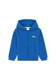 Resim U.S. Polo Assn. Erkek Çocuk Fermuarlı Kobalt Şardonlu Kapüşonlu Sweatshirt 50295127-VR077 