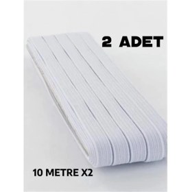 Resim AyrStore 2 Adet 0.80 cm Beyaz Bel Paça Don Lastiği Geniş Yassı Lastik 20 Metre 