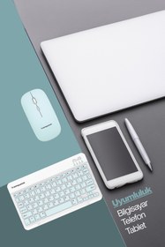 Resim SPRANGE Tablet Ve Telefonlar İçin Bluetooth - Wireless Klavye Ve Mouse Set - Mavi 