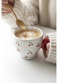 Resim Rivaistanbul Kiraz Amore El Yapımı Yılbaşı Hediyesi Seramik Double Kahve Fincanı, Mug, Kupa Kırmızı 