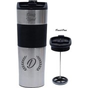 Resim Hediye Rengi Isme Özel Premium French Press Çelik Termos 450 ml M1 