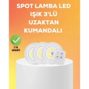 Resim Shopwave Çok Amaçlı Kullanım Için Kablosuz Yapışkanlı 3 Lü Uzaktan Kumandalı LED Spot Lamba 