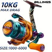 Resim BILLINGS HA 1000-6000 Serisi Döner Makara, 5.2:1 Yüksek Dişli Oranı, 10KG Maksimum Sürükleme, İki Elde Kullanılabilir, Alüminyum Alaşım ve Naylon, Değiştirilebilir Tutma Sapı, Tatlı ve Tuzlu Su Balıkçılığı İçin İdeal Noel Hediyesi 