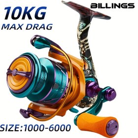 Resim BILLINGS HA 1000-6000 Serisi Döner Makara, 5.2:1 Yüksek Dişli Oranı, 10KG Maksimum Sürükleme, İki Elde Kullanılabilir, Alüminyum Alaşım ve Naylon, Değiştirilebilir Tutma Sapı, Tatlı ve Tuzlu Su Balıkçılığı İçin İdeal Noel Hediyesi 