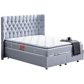 Resim Setaymobilya Baza, Platinum Gri Mdf Baza + Başlık + Real Pedli Ortopedik Yatak 
