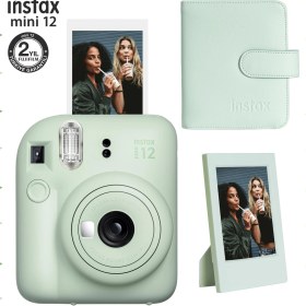 Resim Fujifilm Instax Mini 12 Yeşil Fotoğraf Makinesi-Çerçeve ve 64'lü Kare Albüm Seti 