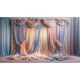 Resim Venspor Pastel Tonlarda Zarif Perde Arkaplan 200 x 150 cm Fon Duvar Örtüsü 