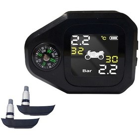 Resim Ebitda Kablosuz 2'li Dahili Sensörlü Motosiklet Lastik Basınç İzleme - Su Geçirmez Lcd Ekran 