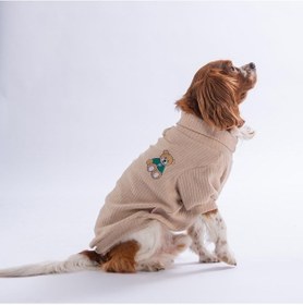 Resim Bej Teddywood Ayıcık Nakışlı Esnek Sıcak Tutan Köpek Sweati Köpek Kıyafeti Kedi Kıyafeti 