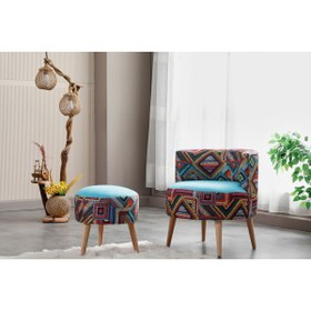 Resim WATERYBROOK Sydney Berjer Puf İkili Set - Tekli Koltuk - Berjer - Ofis, Balkon, Kafe, Bahçe, Salon Mobilyası 