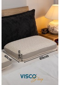 Resim Visco Yastık Doğal Keten Kılıflı Ergonomik Visco Yastık 65 x 40 x 14 CM 