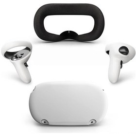 Resim Vkemall Oculus Quest 2 İçin 4'lü Silikon Aksesuar Seti: Dokunmatik Kumanda Kılıfı, Yüz Kapağı Ve Shell Koruması - Ter Dayanıklı, Kaymazsız, Beyaz 