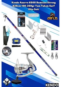 Resim Kendo Azurro 6500 Remixon Strong 420cm 100-250gr Tam Takım Surf Olta Seti 