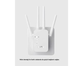 Resim Zero Land Depomix 300MBPS Wifi Menzil Genişletici 4 Antenli Wpa3 Güvenlikli Priz Tipi Repeater 