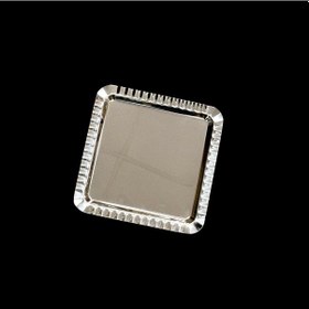 Resim Konak Züccaciye Dalgalı Kenar Metal Sunum Kare Tepsi Krom Sade 