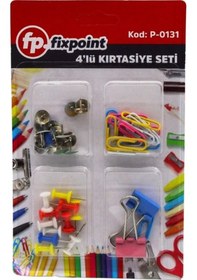 Resim Fixpoint Kırtasiye Seti Mantar Çivisi,raptiye,kıskaç,ataş - 3 Paket 