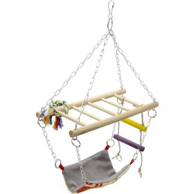 Resim Homyl Kuş Papağan Kafesi Hamak Köprü Adımları Taşınabilir Oyuncak 