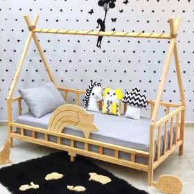 Resim MiniWood Nirvana Kuyruklu Yıldız Montessori Yatak Çocuk Karyola 