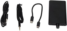 Resim Kulaklık Amplifikatörü, Kulaklık Amplifikatörü Siyah 3.5mm AUX ve Tip C İki Aşamalı Kazanç Anahtarı Bilgisayar için Cep Telefonu için Alüminyum Alaşım 