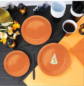 Resim Pastel Turuncu Parti Tabak 8 Li 23 Cm Tek Kullanımlık Sunum Tabağı 