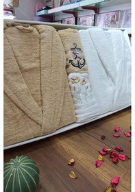 Resim Çeyizlik Aile Bornoz Seti 4 Parça Cappucino Beyaz Çok Renkli 