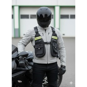 Resim Motoanl Motosiklet ve Bisiklet Çok Cepli Yelek Tipli Göğüs Çanta Lüx Motor Çantası Yeni 