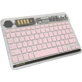 Resim Zr612 Rgb Şeffaf Pembe Bluethooth Klavye 