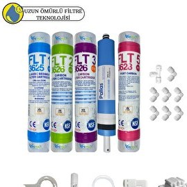 Resim Pemax Water Solutions Kapalı Kasa Su Arıtma Cihazlarına Uygun Sertifikalı 5'li Pallas Mebran 12" Tatlandırıcılı Set 