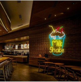 Resim Mılk Shake Yazılı Ve Şekilli Neon Tabela Çok Renkli 