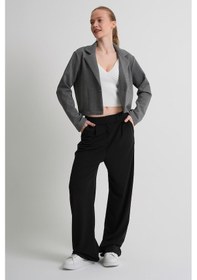 Resim Alexander Gardi Alexandergardı Astarsız Crop Blazer Ceket Koyugri 