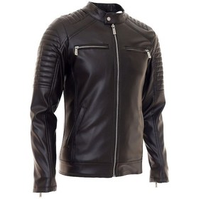 Resim Oliggopol Erkek Siyah İç Cepli Slim Fit Deri Ceket Çok Renkli 