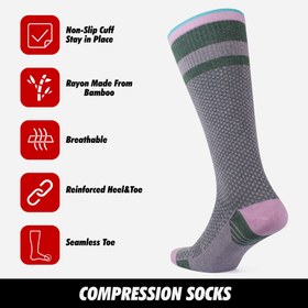 Resim Bambu Dikişsiz Diz Boyu 15-20 mm Hg Basınçlı Kompresyon Çorap 3596 - Gri / 35-38 