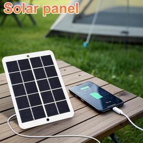 Resim USB Bağlantılı 1 Adet Güneş Paneli - Telefonlar, El Fenerleri, Fanlar için Güneş Enerjili Şarj Cihazı (Pil Gerekmez) | Kamp, Yürüyüş, Seyahat İçin Dayanıklı ve Hafif Taşınabilir Power Bank, Dış Mekan Şarj İstasyonu, Kompakt Şarj Paneli 