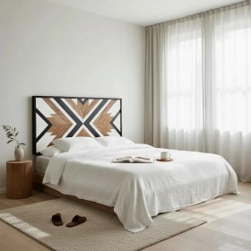 Resim Postotto Ahşap Yatak Başlığı - Bohemian Çift Kişilik Yatak Başlığı - 170x85 cm El İşçiliği 